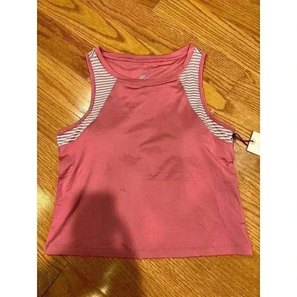 Sincerely Jules Women's Golf & Tennis Tank Top Pink & White Stripes Size M Made - Picture 1 of 8